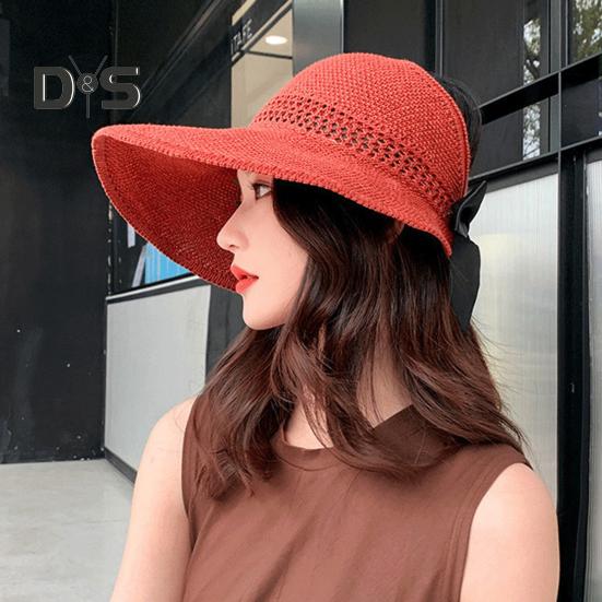 Women Summer Sun Hat Wide Brim Empty Top Hat Foldable Travel Beach Hat Outdoor Travel Sun Protection Hat