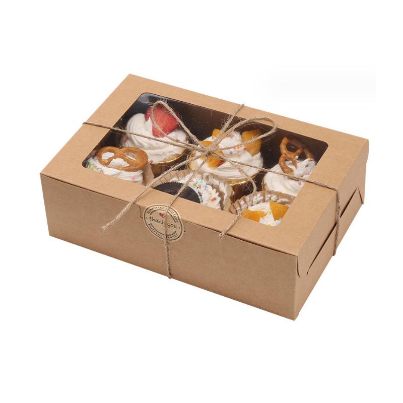 6-Pack Dessert Pastry Box, Thickened White Cardboard with 12 Cavities for Cupcakes or Tarts