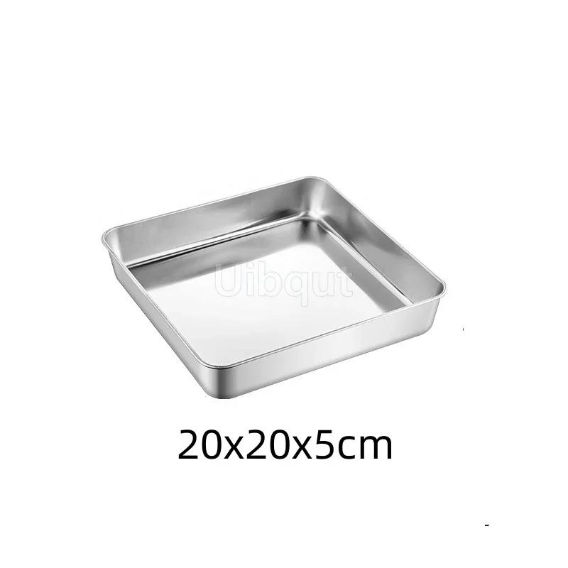 Golden Square Stainless Steel Food Service Tray plate set Nonstick Bakeware Fruit Cookie Bread Plate Kitchen Storage Container