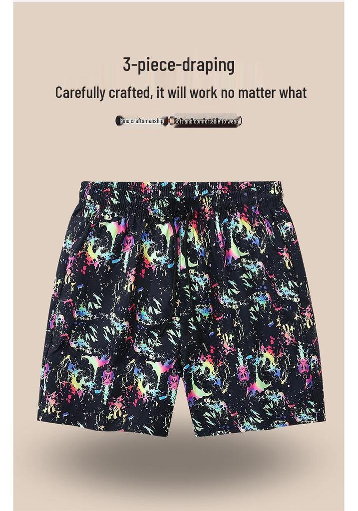 2025 Summer Ice Silk Quick-Dry Graffiti Bermuda Shorts