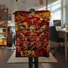 1 Pieza Manta de Franela Estampada de la Selección Nacional de Fútbol de España Adecuada para Todas las Estaciones para Decoración del Hogar Calidez y Comodidad Regalos Regalo Navideño