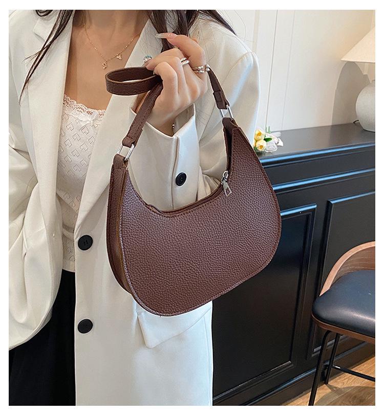 Women's Chic Lychee Pattern Crossbody Bag - Large Capacity, Versatile, Fashionable Shoulder & Dumpling Style