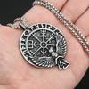 Nordische Wikinger Edelstahl Kompass Rune Anhänger Halskette Für Männer Frauen Vintage Odin Rabe Halsketten Amulett Schmuck Großhandel
