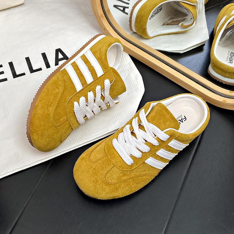 Baotou Half Slippers Women's Summer Wear 2025 New Yellow German Training Shoes Women's Heel-less One-pedal Lazy Forrest Gump Shoes