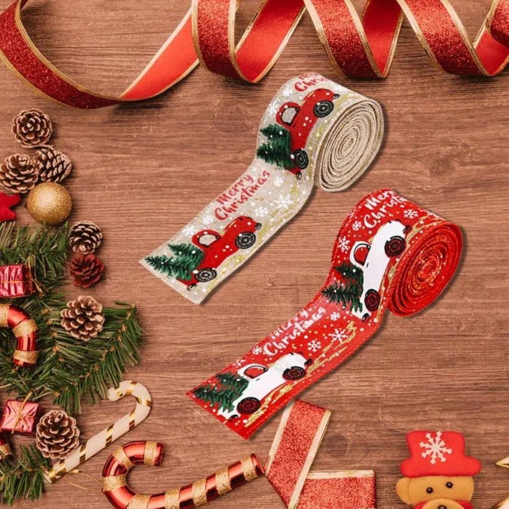 DIY Wreath Christmas Ribbon 5CM 6.3CM 2M Christmas Gift Packing Wrapping  Party