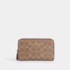 Coach Medium Id Zip Wallet In Signature Canvas Gold Sand Chalk
