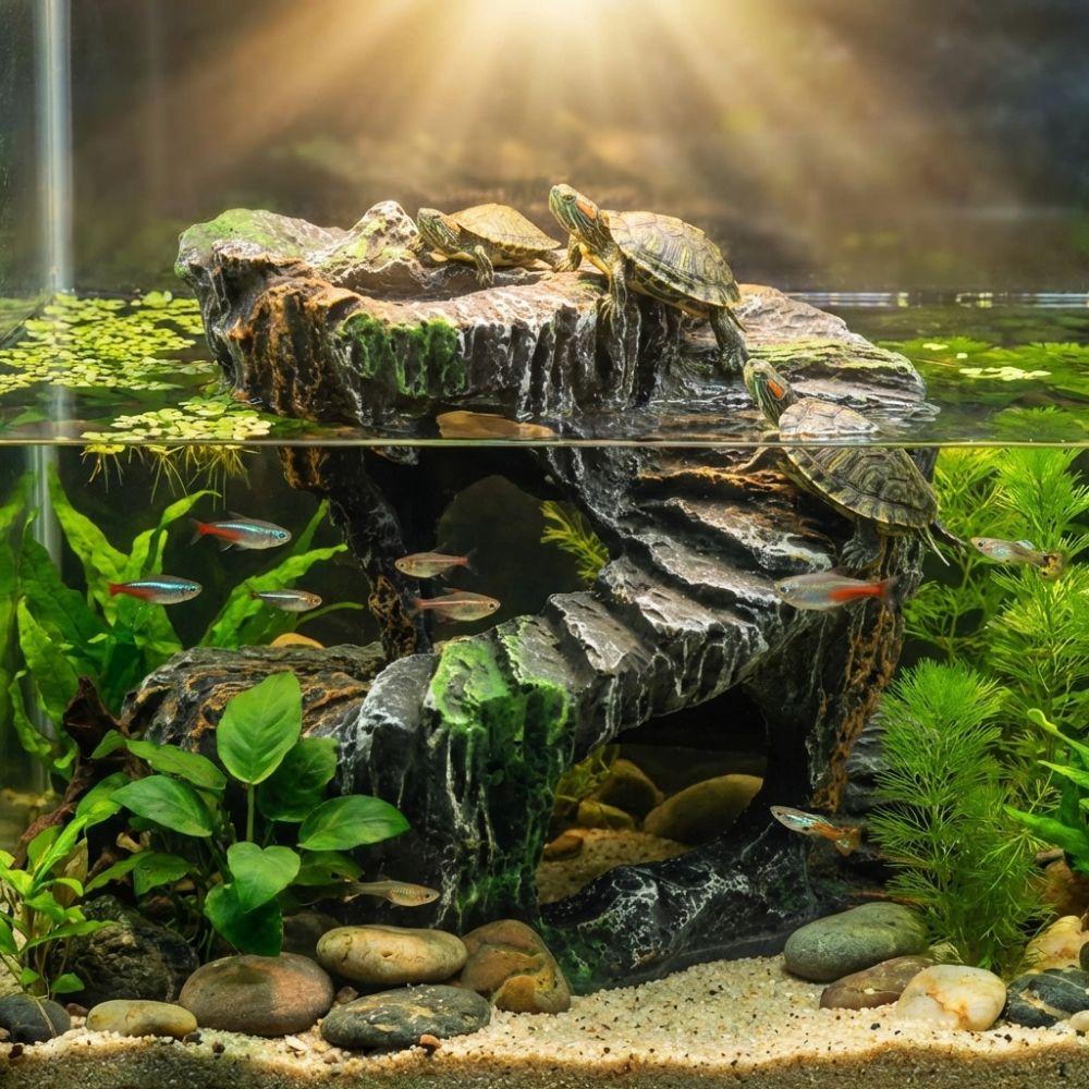 Non-Toxic Turtle Basking Platform Resin Tortoise Climbing Platform Terrarium Decor