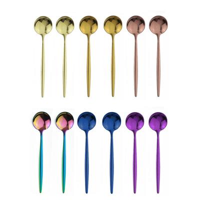 6 pezzi cucchiaino da caffè in acciaio inossidabile dessert gelato cucchiai per bambini lucidato agitazione cucchiaino da tè accessori da cucina posate