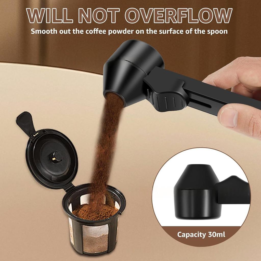 Cucchiaino da Caffè con Imbuto per Caffettiera K-cup Riutilizzabile Capacità 2 Cucchiai da Tavola Cucchiaino Misurino per Caffè Accessori da Cucina
