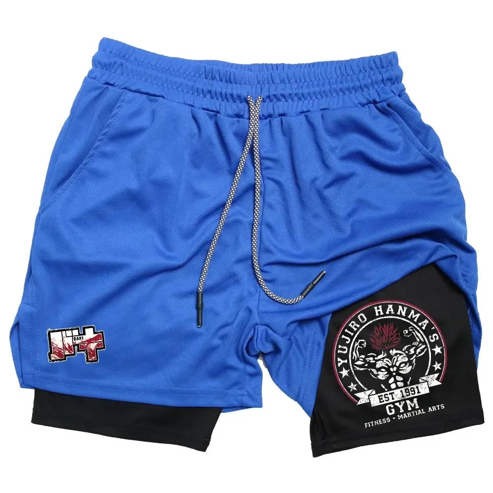 

2026 Short Pants Gym Man Anime 2 in 1 Sports Shorts Gym Performance Athletic Compression Shorts Workout Fitness Running Sportwear XXXL