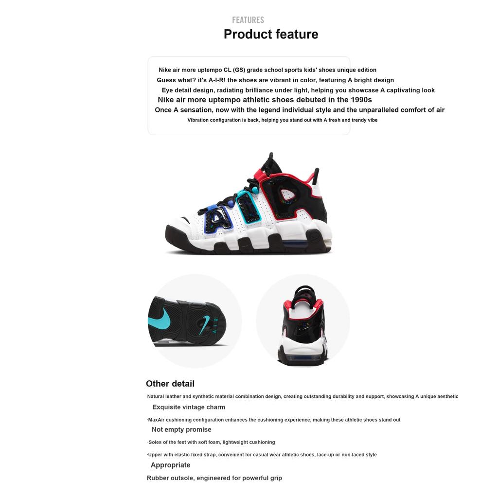 Nike Air More Uptempo CL GS All-Star Kids Sneakers White University-Red Game-Royal FV0838-100
