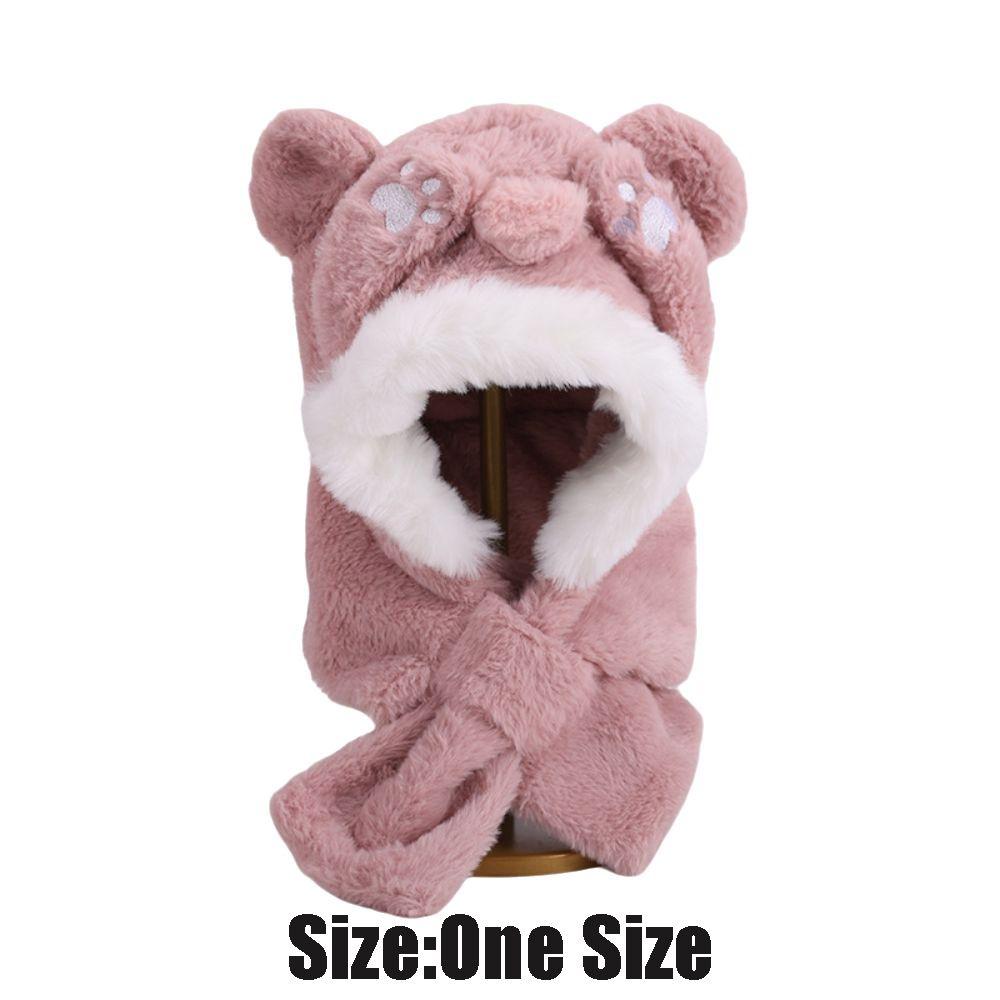 Thickened Winter Kids Plush Hat 2-in-1 Hat Scarf Cute Children's Hooded Scarf Winter