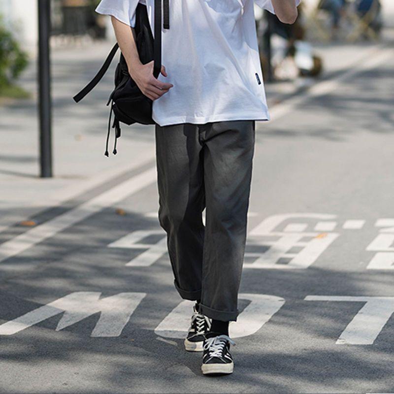 Casual Solid Color Loose Straight Fashion Comfortable Pants Capable Simplicity Handsome Elastic Waist Lacing Men's Clothing 2026