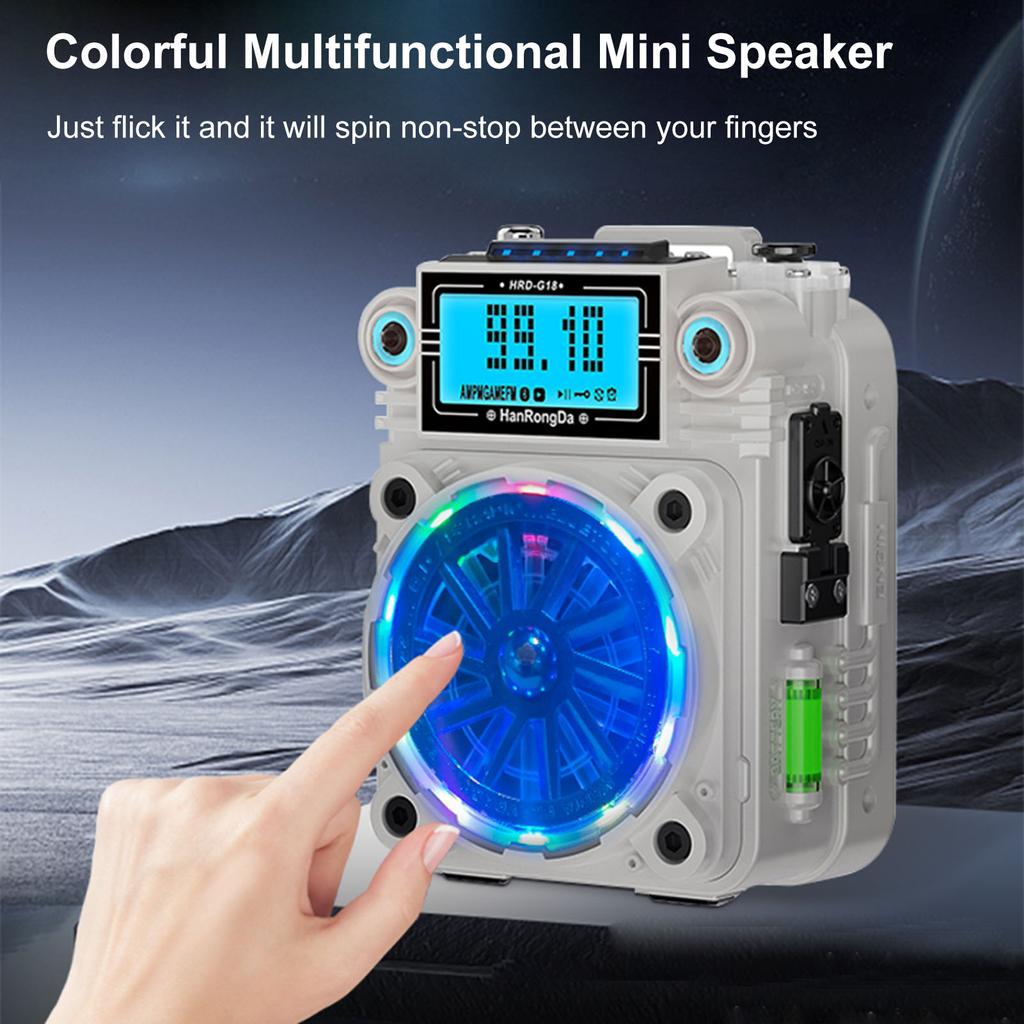 HRDG18 Colorful Multi-functional BT Speaker with LED Colorful Lights 9 Levels Rotating Speed With