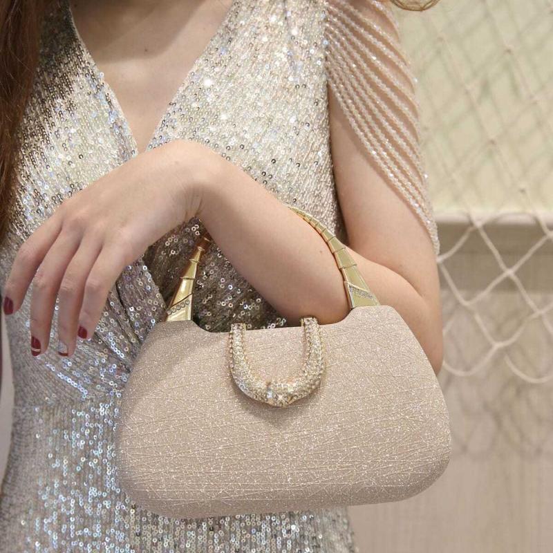 WTEMPO Brand Fashion Slim Flashing Handheld Dinner Bag Premium Texture Women Handheld Bag Dress Party Matching Small Square Bag