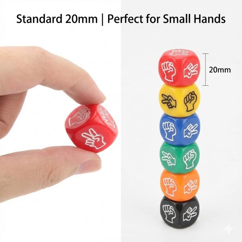 Rock Paper Scissors Dice Set, 6pcs Game Dice With 6 Sides 6 Colors, 20mm Decision Dice For Adults, Kids And Family Party Games