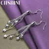 CHSHINE 925 Sterling Silver Tassel Love Heart Earrings For Women Wedding Engagement Fashion Charm Jewelry