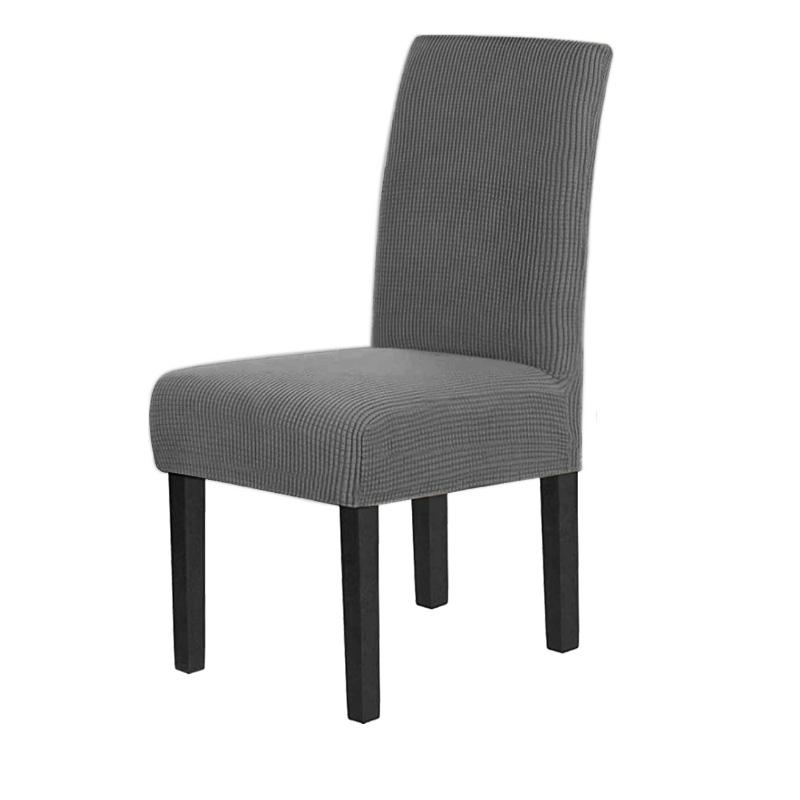 Stretch Dining Chair Covers Feature Textured Checked Jacquard Fabric Parsons Chair Slipcover Thick Chair Protectors