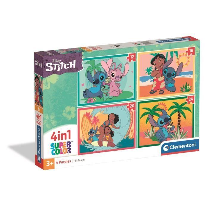 Puzzle 4 en 1 Stitch, Pour enfants à partir de 3 ans, Thème dessins animés, CLEMENTONI