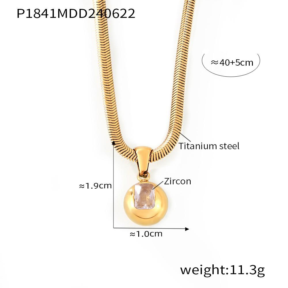 316L Stainless Steel Snake Bone Chain Necklace for Women Fashion Colorful Zircon Ball 18K Gold Plated Pendant Necklace Zircon