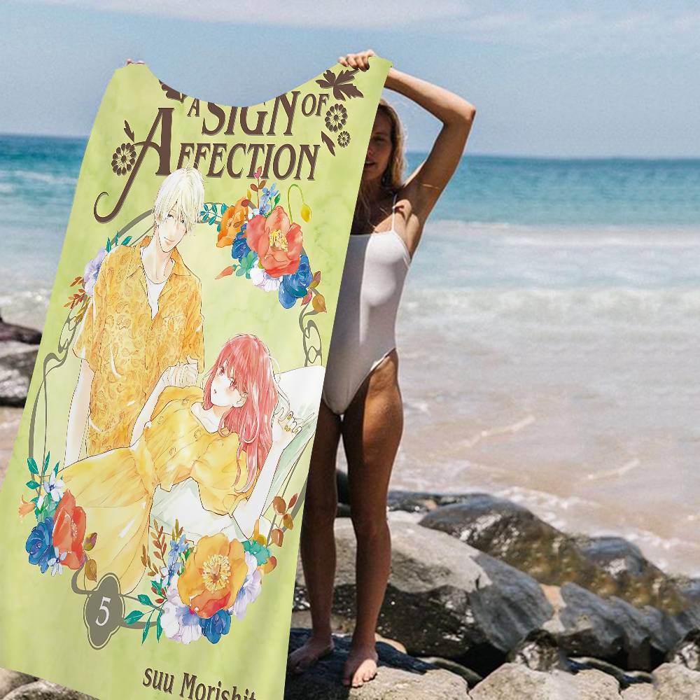 

Love Anime A Sign Of A-Affection Microfiber Printed Beach Towel Mountain Climbing Beach Swimming Running Absorbent Soft Towel W30*H60(CM)