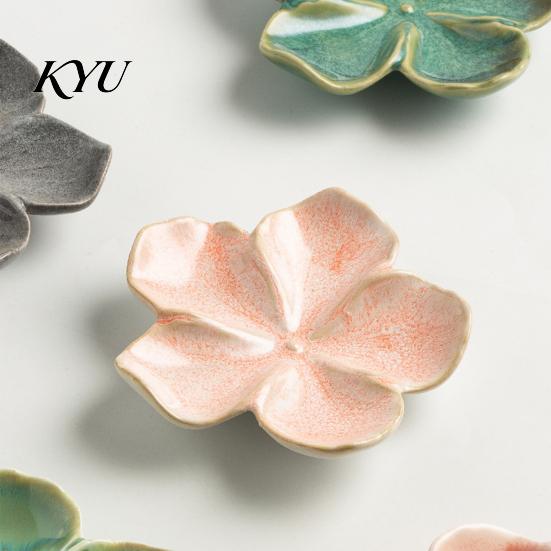 Artisanal Ceramic Condiment Dish Cherry Blossom Sauce Dish, Sushi Soy Dipping Bowl, Small Appetizer Plates Decorative Seasoning Serving for