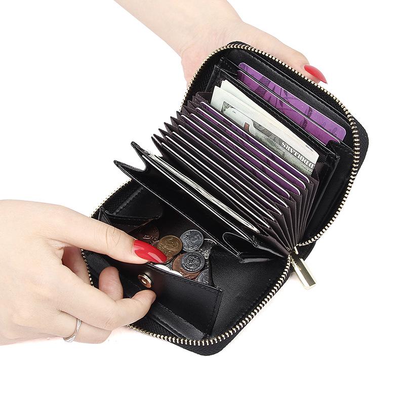 Genuine Leather RFID Anti-Theft Card Sleeve & Coin Pocket - Large Capacity Men's Accordion Card Holder