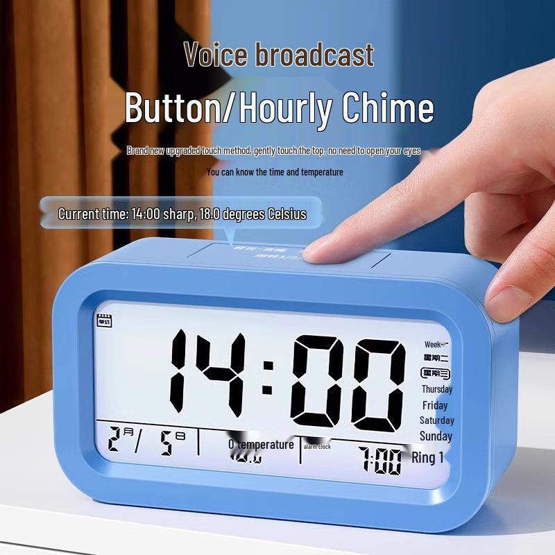Multifunctional Smart Student Alarm Clock: Extra Loud, Silent, Rechargeable, with Temperature Display and Night Light