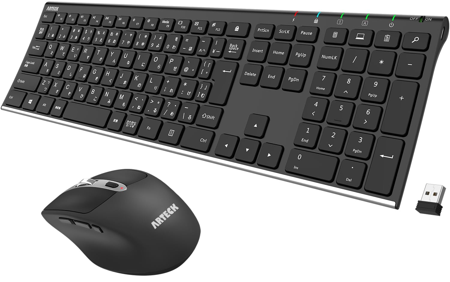 

Arteck Wireless Keyboard and Mouse Keyboard and Compatible with and Windows 2.4G Set, Lightweight, Slim, Type-C Rechargeable, Full-Size Mouse,