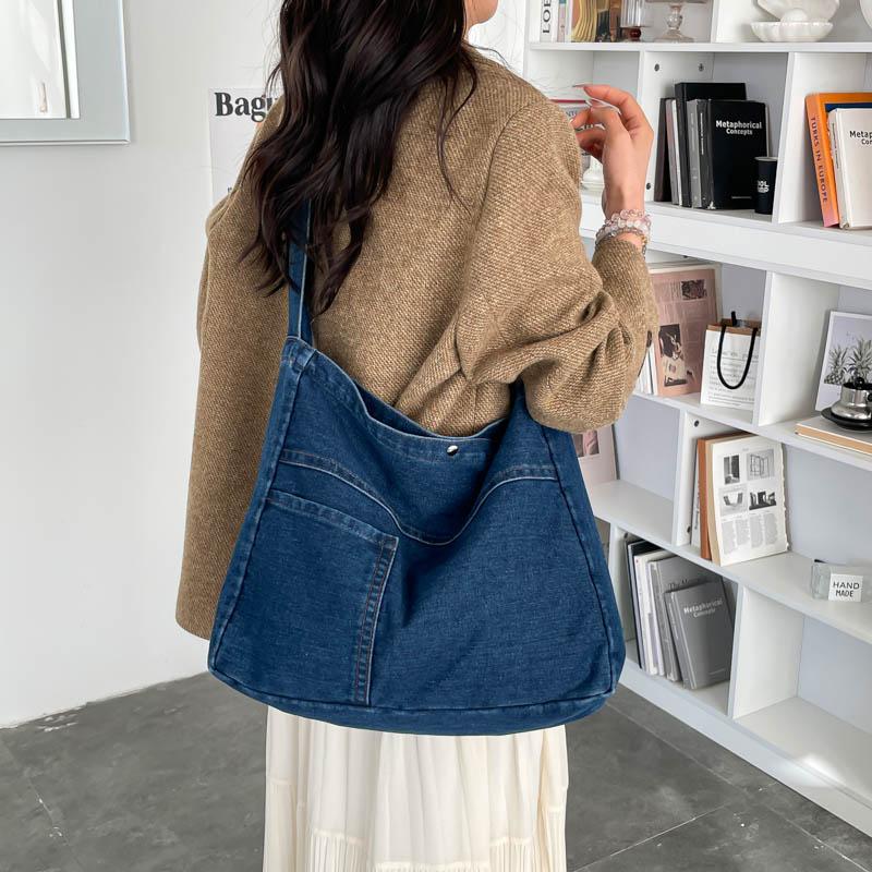 Denim Bag Large Capacity Crossbody Bag Student Class Shoulder Bag