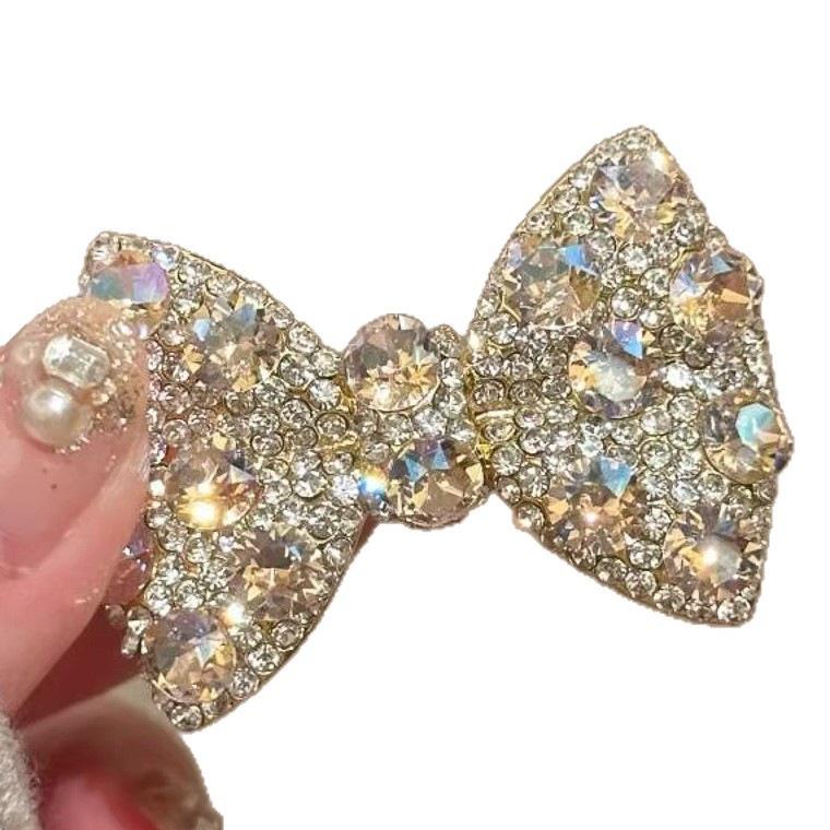 Korean Style Rhinestone Bow High-Gloss Hair Clip