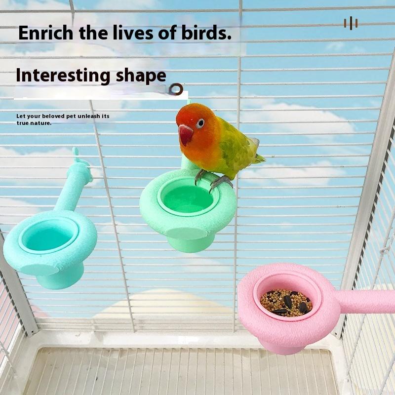 Parrot Perch Bird Dual Purpose Food Bowl Stand Bird Bowl Scratching Stick Climbing Paw Grinding Toys For Birds Cage Accessories