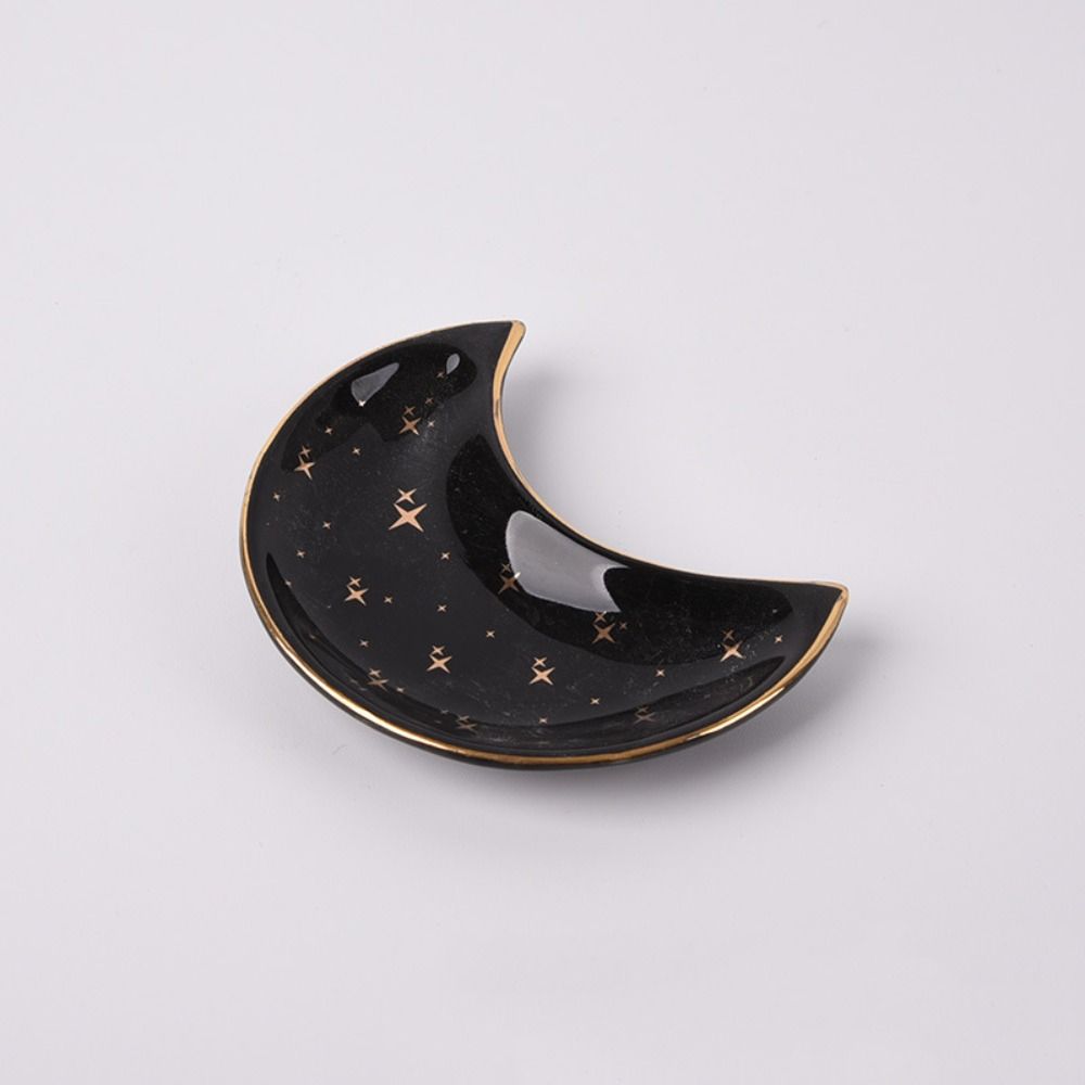 Necklace Plates Ceramic Moon Shape Jewelry Dish Minimalist Nordic Ring Display Tray Smooth Simple Jewelry Storage Plate Earrings