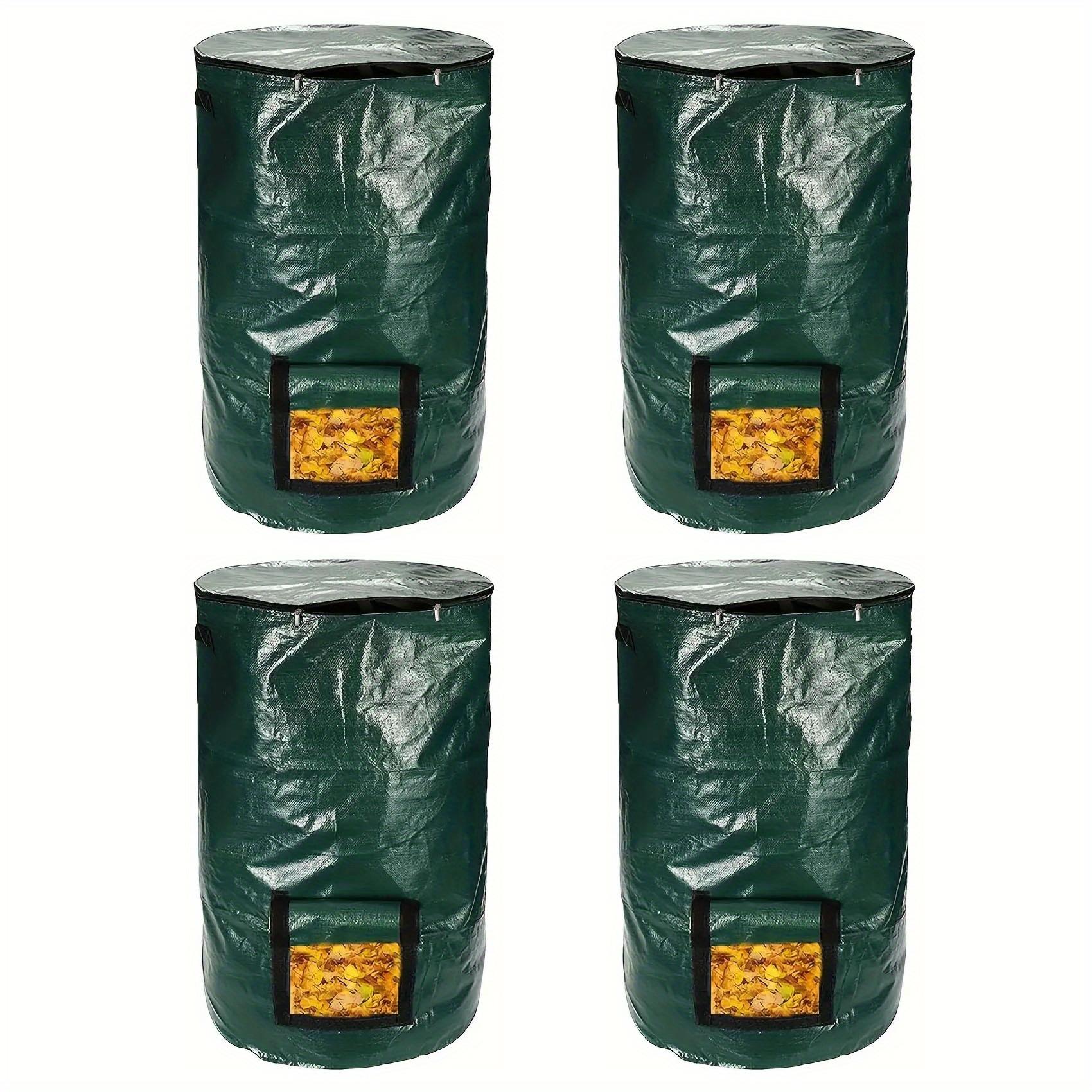 

1шт/4шт/8шт мешок для компостирования многоразовый мешок для садового мусора, газонный мешок, тяжелый садовый мешок, мешок для компоста, мусорный бак, с крышкой на молнии 4Pcs