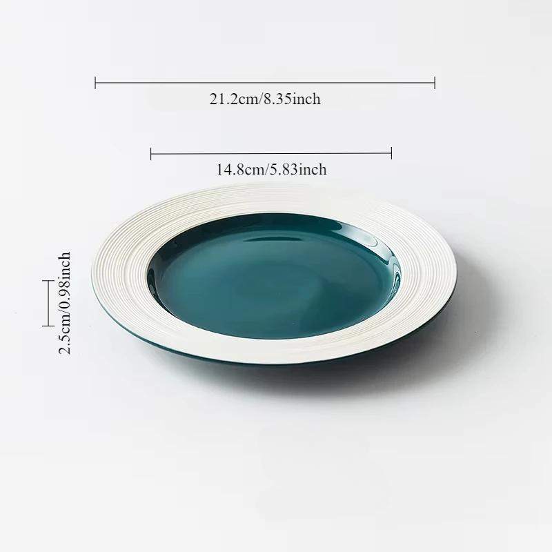 Ceramic plate Western style steak spaghetti plate Round dessert sushi straw hat plates Hotel restaurant tableware plates