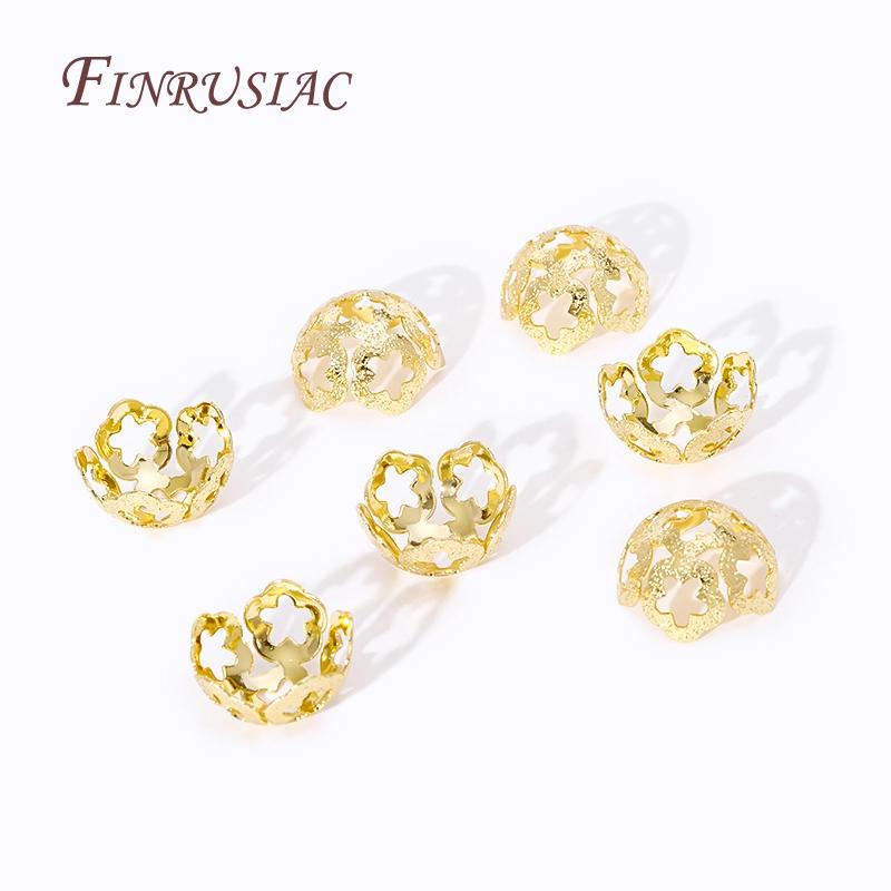 17*8.5MM 18K Gold Plated Hollow Flower Bead Caps High Quality Jewelry Beads Cap DIY Jewelry Accessories Wholesale