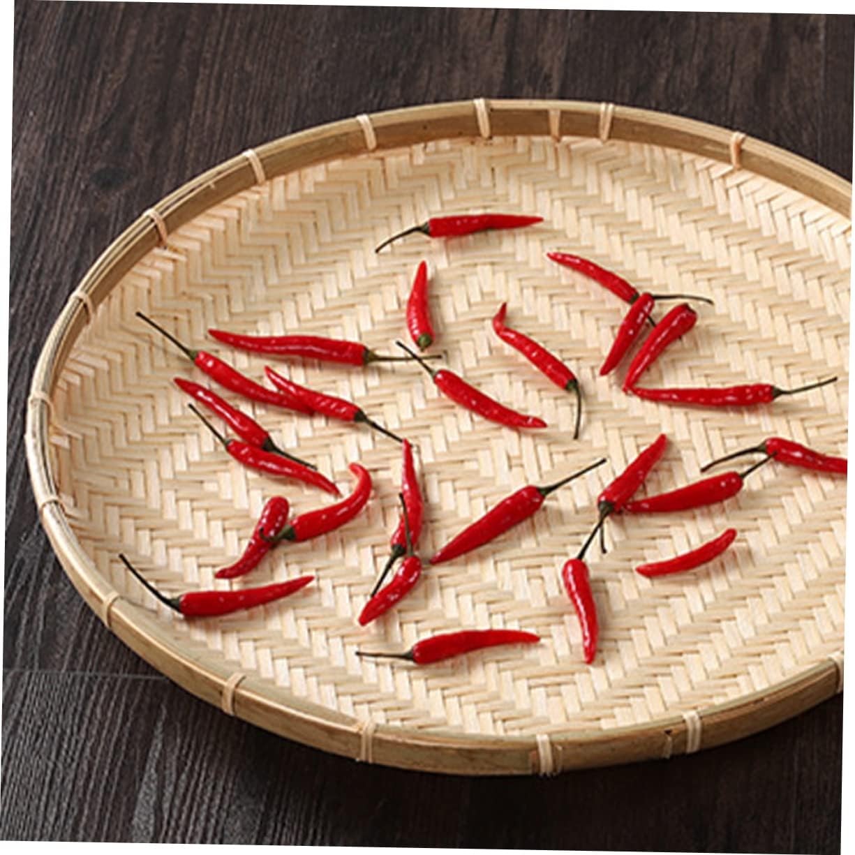 

Round Bamboo Woven Tray Natural Bamboo Basket for Food Storage Snack Serving and Dessert Display Woven Tray for Home and Kitchen Use