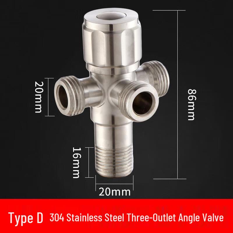 Трехходовой угловой вентиль для унитаза Shengbay из нержавеющей стали 304