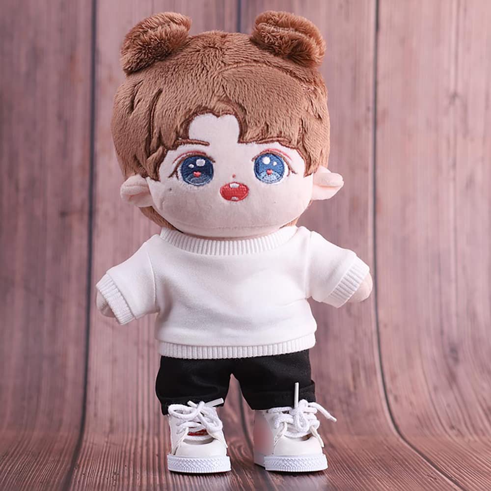 Niannyyhouse 20cm Ubranka dla lalek, Bawełniane ubranka dla lalek, Kurtka i spodnie, Ubranka dla lalek bobasów, Przebrania dla pluszowych zabawek (Biały)