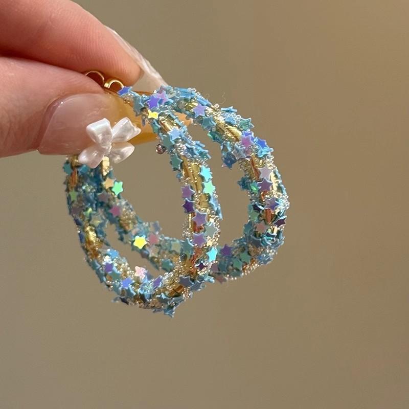 Silver Needle Diamond Star Bow Earrings Exquisite Super Fairy Design Earrings Women's Personality Fashion Temperament Earrings