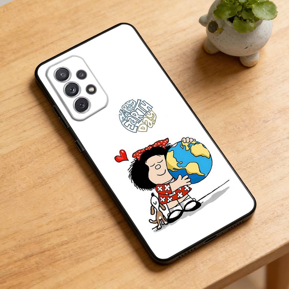 M-Mafalda World Peace Phone Case For Samsung Galaxy A73,21,22,32,71,53,52,51,80,5G Soft Black Cover