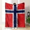 Norwegian Flag Design Blanket Patterned Flannel Blanket Perfect for the Bedroom Living Room, Sofa, or a Little Nap