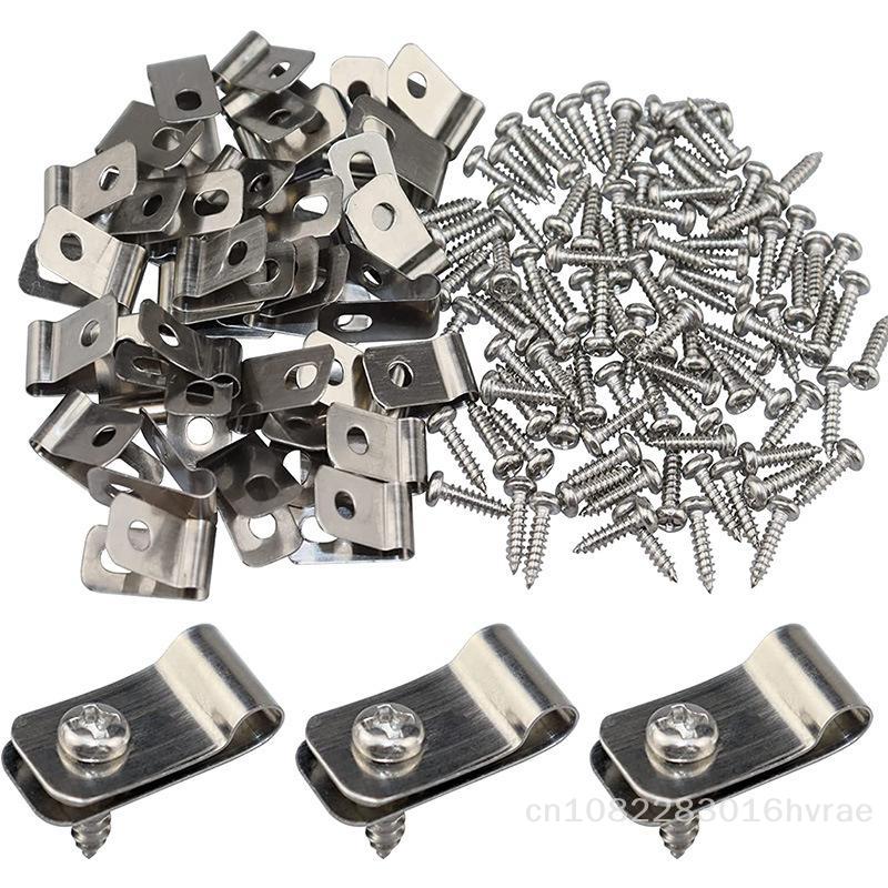 100 Pcs Agricultural Fence Clips with Mounting Screws ,Livestock Fence Fastener Clips for Securing Wire Mesh to Fence Posts