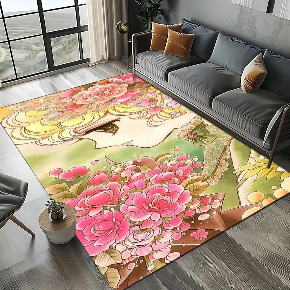 2025 Neuer Stil Süßigkeit Süße Mädchen Cartoon Anime Teppich für Wohnzimmer Schlafzimmer Dekoration, Rutschfeste Dekoration für Sofa Fußmatte Kinder