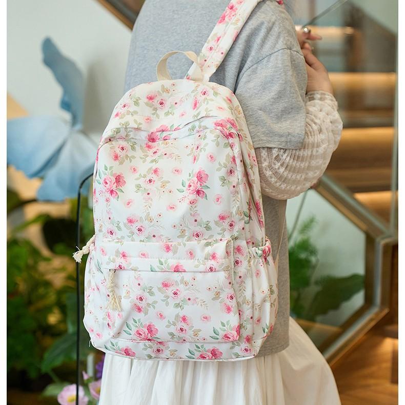 Schoolbag new floral small fresh primary and secondary school schoolbag casual trendy simple backpack Japanese ins wind shoulder