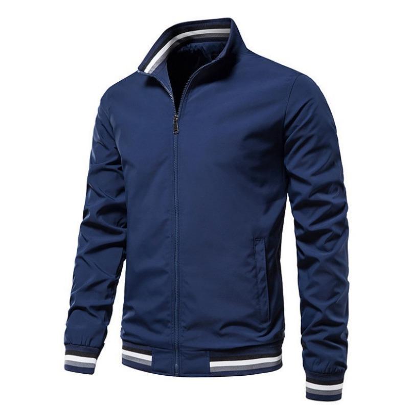 Casual Stand Collar Autumn and Winter Versatile Sports Solid Color Jacket Men's Clothing