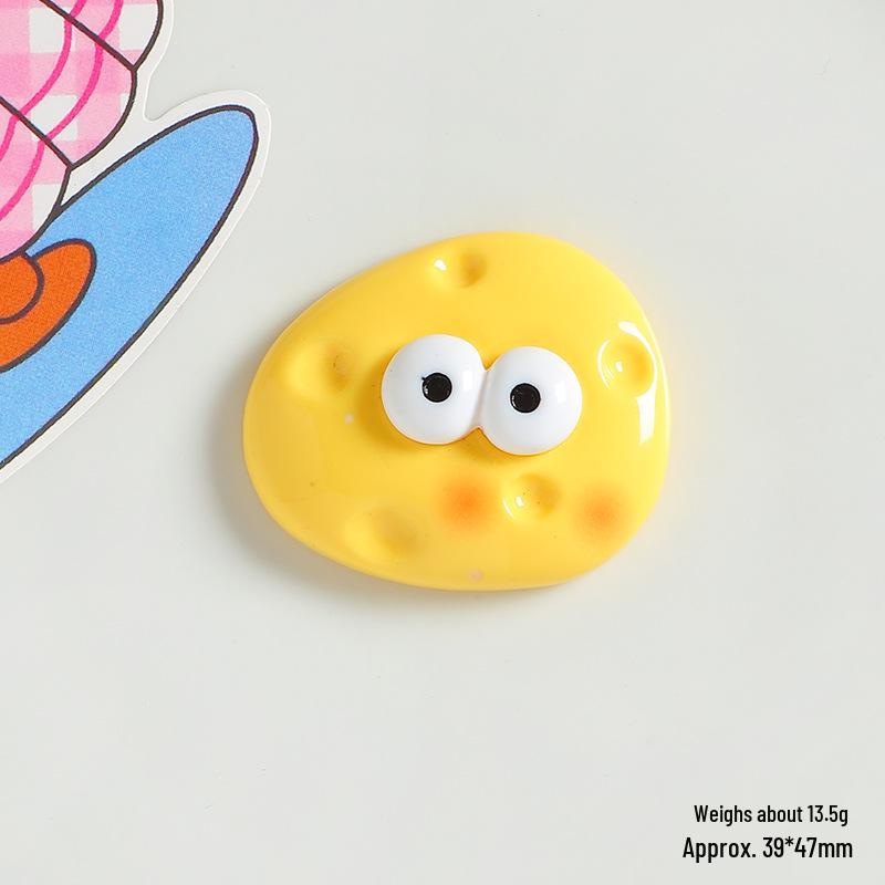 Big Eyes Cheese Resin Toy - Handmade DIY Accessories: Fridge Magnet, Shoe Buckle, Hair Accessory