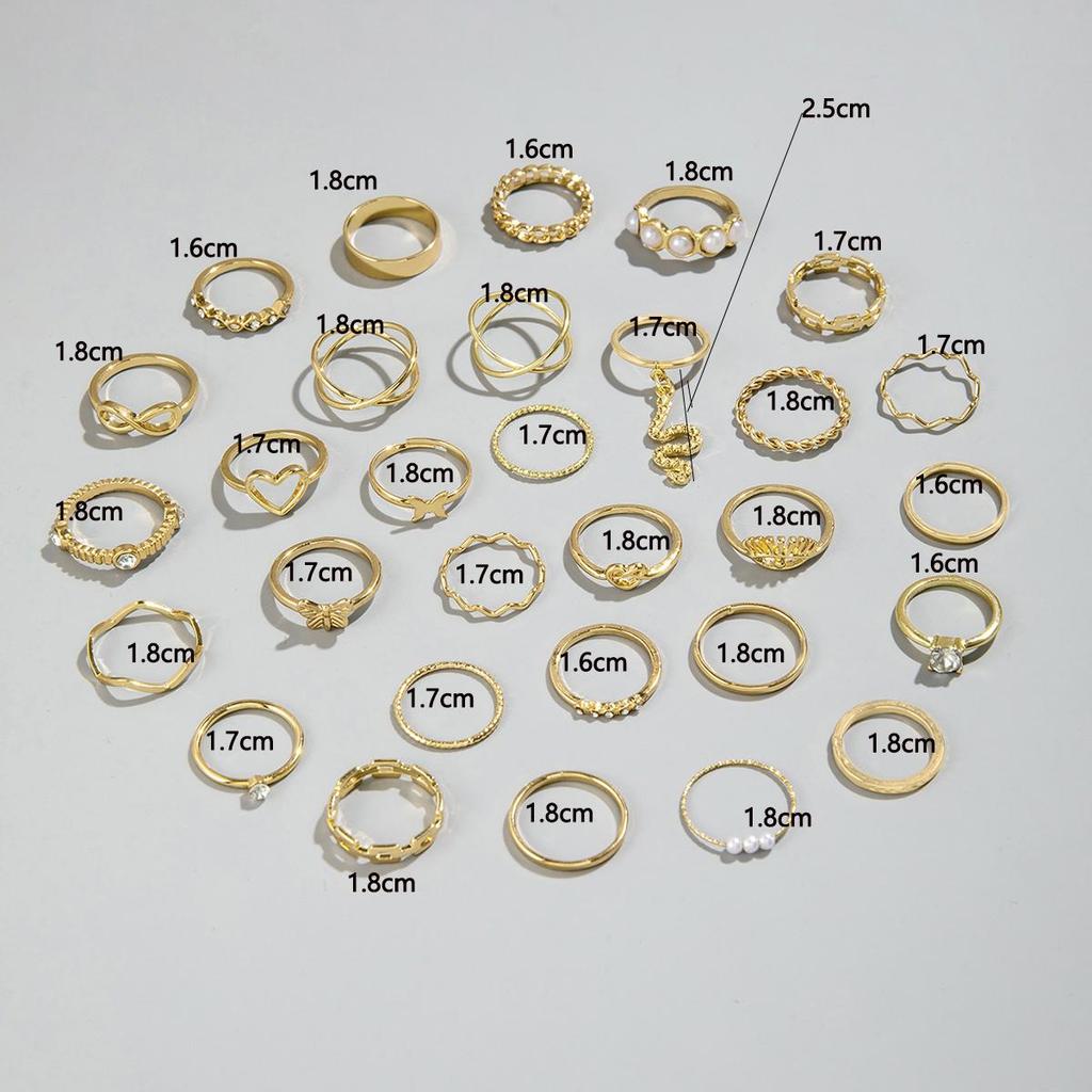 Fashionable European and American Style Imitation Pearl Love Ring Set With Multi Joint Opening Adjustable Female Niche Design Ring