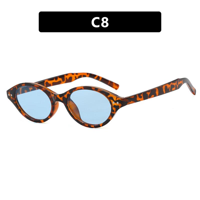 Retro Small Oval Sunglasses Women Brand Design Rivet Leopard Tortoise Shell Sun Glasses Outdoor Shades Female UV Oculos De Sol