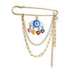 Vintage Diamond Eyes Devil's Eye Tassel Xiaoxiang Brooch Clothing, Pin Accessories